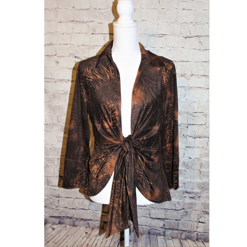 NWT Mishca Front Tie Wrap Shirt Blouse Soft Top